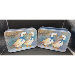 Vintage1980s JSNY Winter Geese Tins w Playing Cards and Stationery Country Goose